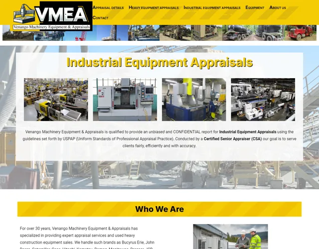 Venango Machinery Equipment & Appraisals — industrial appraisal services site